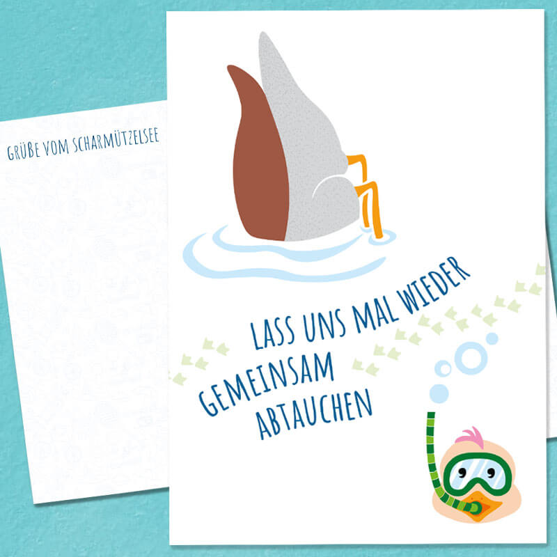 postal con patos, Scharmützelsee, Postkarten mit Enten