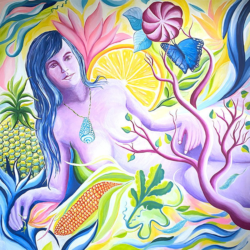 Kunst, pachamama ist eine sinnliche Frau, umgeben von wilder fruchtbarer Natur Paraguaya, Arte, pachamama es una mujer sensual rodeada de la fértil naturaleza salvaje de Paraguay